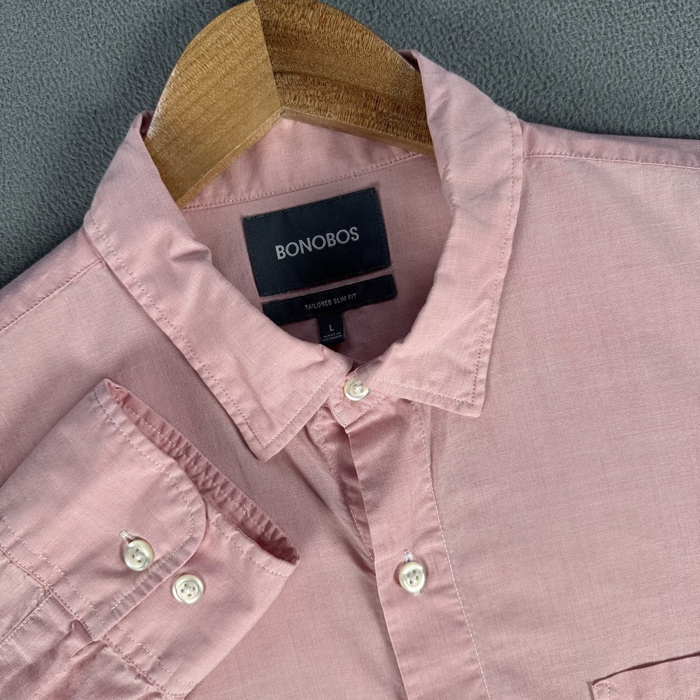 Bonobos Shirt Large Pink Slim Lightweight Everyday Oxford Smart Casual Office‎